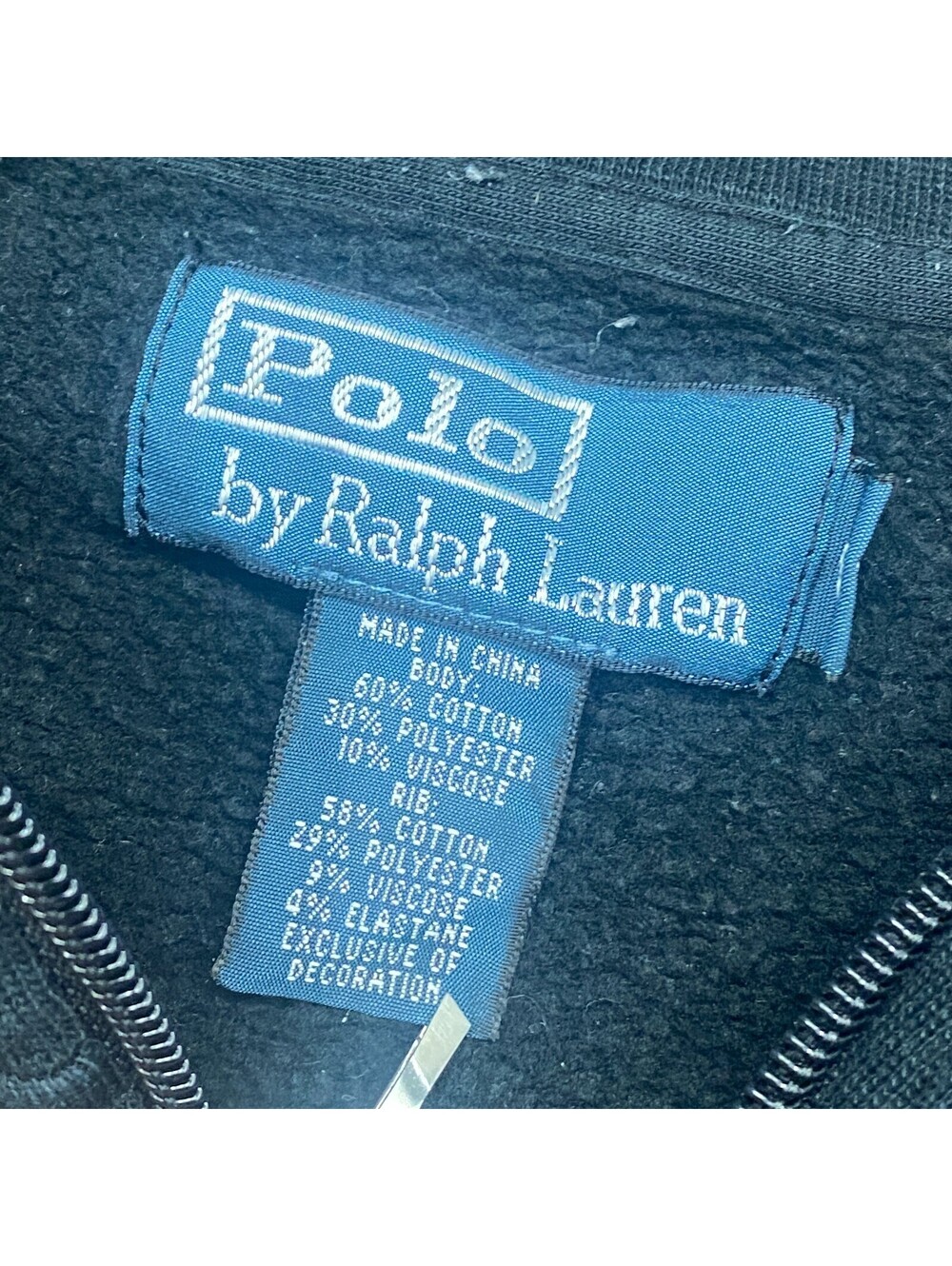 Vintage Polo Ralph Lauren Full Zip Track Jacket Mens M Black White Oreo Stripe - Picture 4 of 10